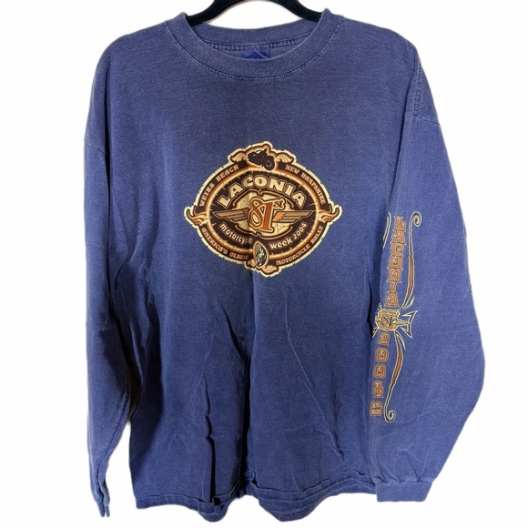 Comfort Colors Other - Vintage Harley Davidson Laconia bike week 81st blue long sleeve XL